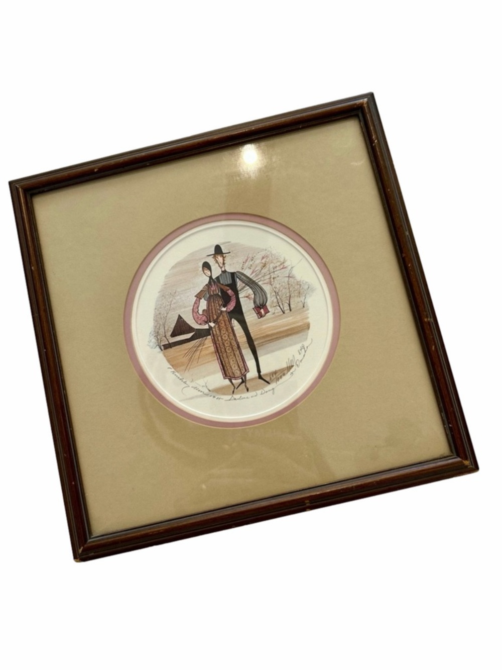 Vintage P. Buckley Moss Framed Print “The Engagement “ Amish Couple Signed